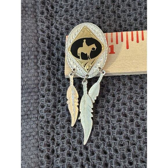 Montana Silversmiths Dangle Feathers Stud Horseman Earrings Western Silver Plate - Picture 4 of 8